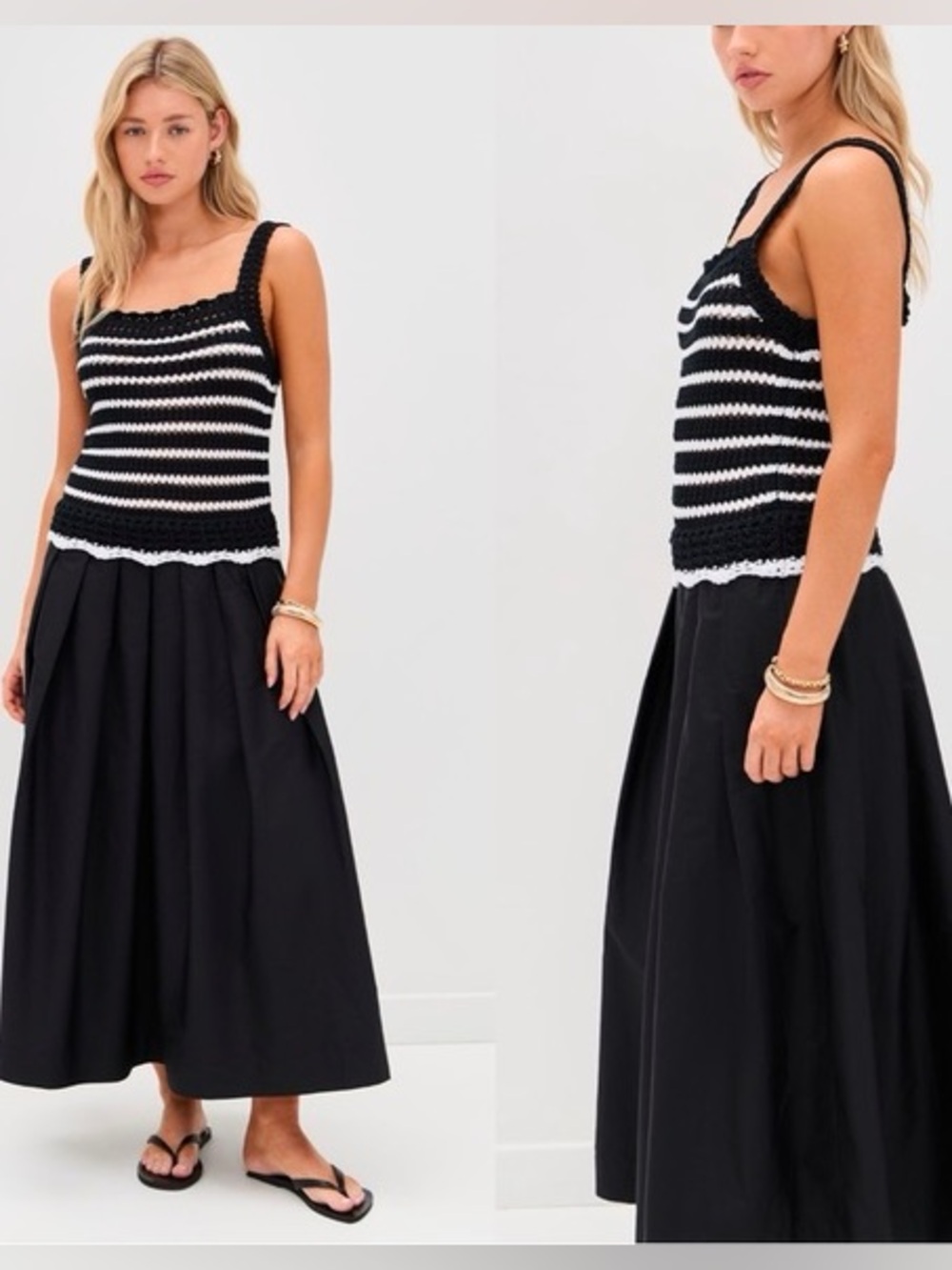 NWT Madewell Striped Crochet Knit Poplin Dress XS - Picture 2 of 7